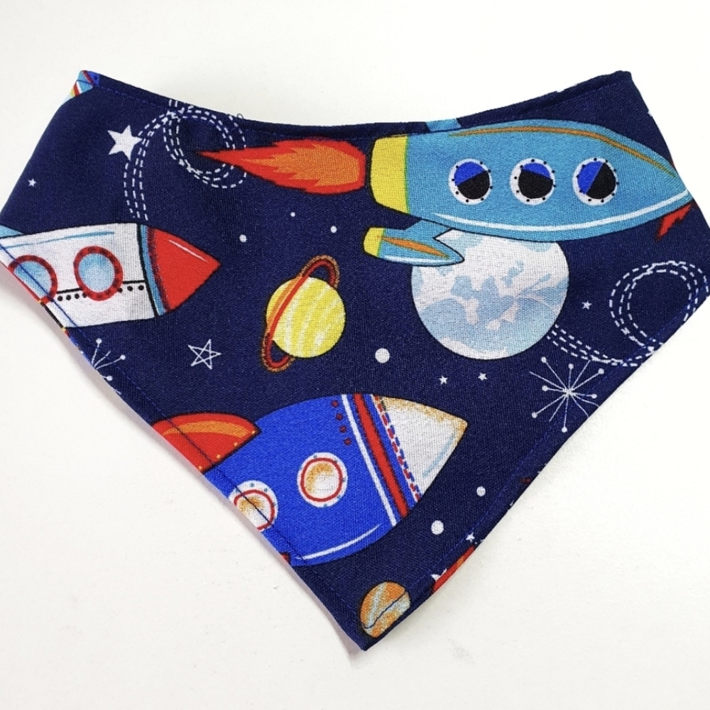 🐶 5 for $15 * Pablo Reversible Spaceship Snap on Dog Bandana